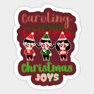 Caroling Choirs, Christmas Joys: Festive Ensembles, Melodic Hues, red, green and white Sticker